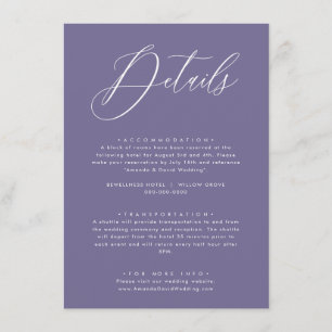 D'accompagnement Carte Détails du Mariage Lavender Purple Lilac