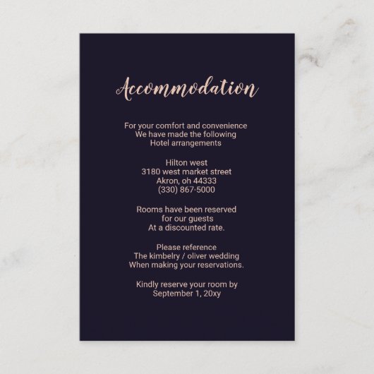 D'accompagnement Carte d'hébergement de mariage au monogramme Rose  (Devant)