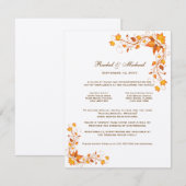 D'accompagnement Carte d'hébergement de mariage de feuillage d'auto (Devant / Derrière)