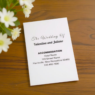D'accompagnement Carte d'hébergement de mariage en portrait noir et