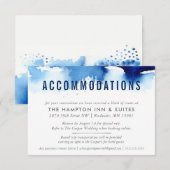 D'accompagnement CARTE D'HÉBERGEMENT design aquarelle bleu foncé (Devant / Derrière)