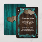 D'accompagnement Carte d'hébergement en bois Turquoise rustique Mas (Devant / Derrière)