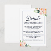 D'accompagnement Carte d'hébergement Mariage floral Blush et Navy (Devant / Derrière)