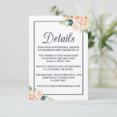 D'accompagnement Carte d'hébergement Mariage floral Blush et Navy (Debout devant)