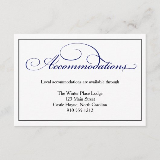 D'accompagnement Carte d'hébergement Royal Blue Script Mariage (Devant)