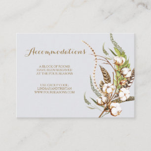 D'accompagnement Carte d'hébergement Rustic Cotton Floral Mariage