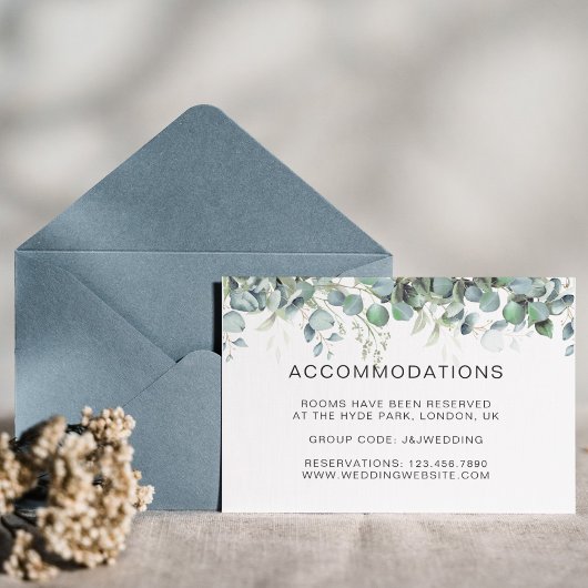 D'accompagnement Carte d'hôtel à la verdure d'eucalyptus simple