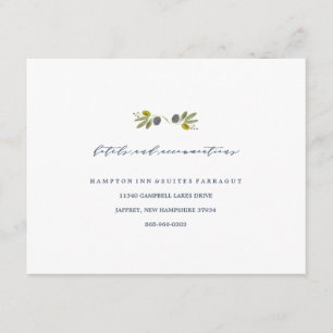 D'accompagnement Carte d'hôtel bohème de la branche d'olivier