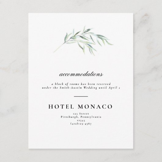 D'accompagnement Carte d'hôtel de mariage à la verdure luxuriante (Devant)