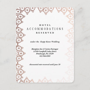 D'accompagnement Carte d'hôtel rose Gold Delicate Mariage