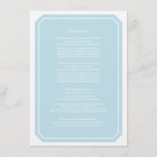 D'accompagnement Carte d'information Blue Simply Elegant (Devant)