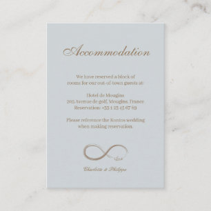 D'accompagnement Carte d'information de l'hôtel de mariage bleu Sig