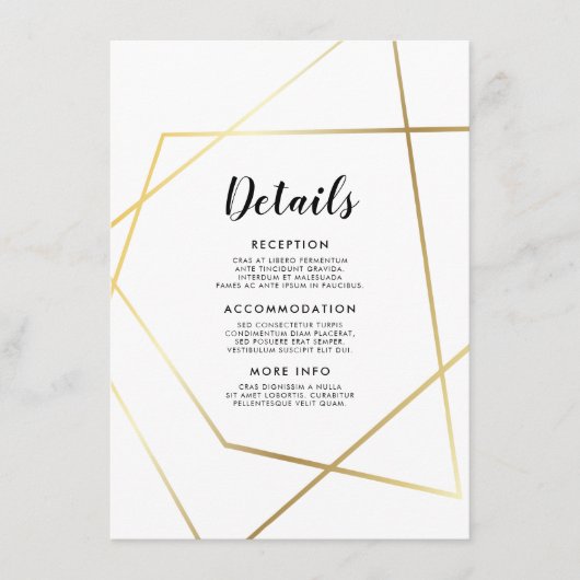D'accompagnement Carte d'information de l'invité à cadre d'or géomé (Devant)