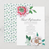 D'accompagnement Carte d'information de l'invité Botanical Pink Gre (Devant / Derrière)