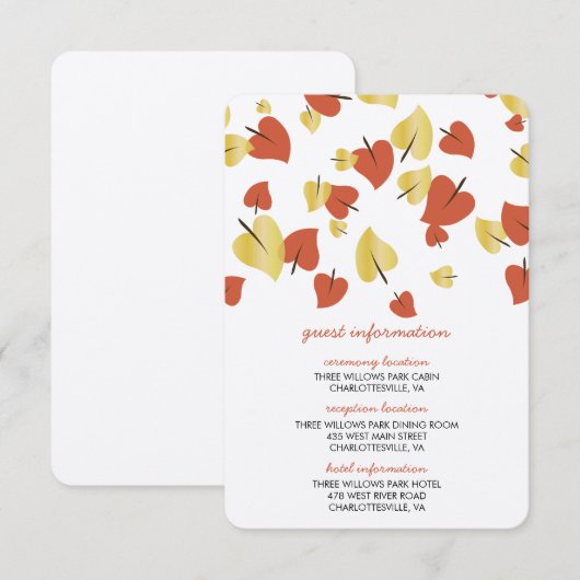 D'accompagnement Carte d'information de l'invité Feuille Fall Gold  (Devant / Derrière)