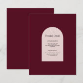 D'accompagnement Carte d'information de mariage à fleurs arquées de (Devant / Derrière)