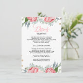 D'accompagnement Carte d'information de mariage à fleurs roses pour (Debout devant)