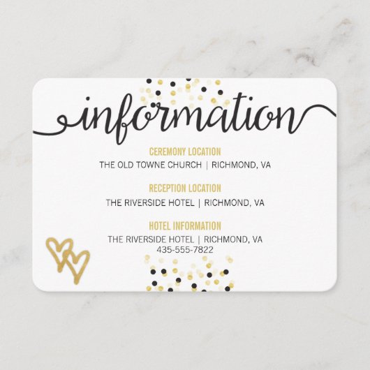 D'accompagnement Carte d'information de mariage à points de confett (Devant)