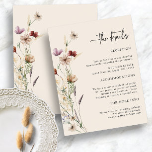 D'accompagnement Carte d'information de mariage aux fleurs sauvages