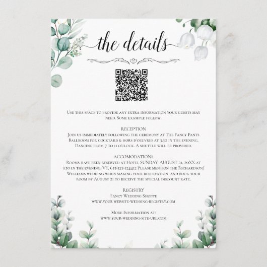 D'accompagnement Carte d'information de mariage avec code QR (Devant)