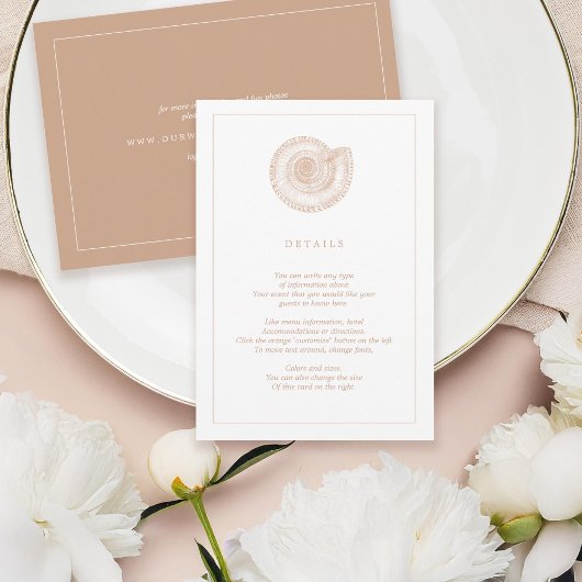 D'accompagnement Carte d'information de mariage Beige Sea Shell Bea