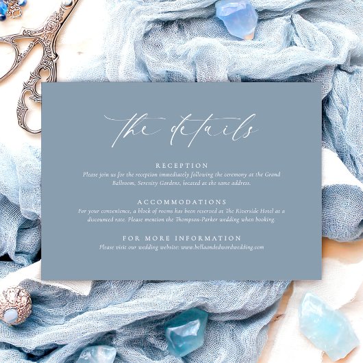 D'accompagnement Carte d'information de mariage bleu poussiéreux