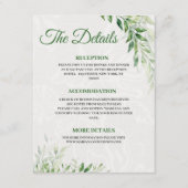 D'accompagnement Carte d'information de mariage botanique vert (Devant)