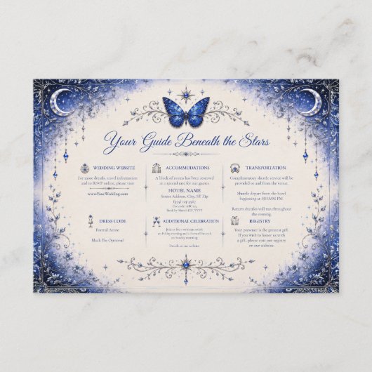 D'accompagnement Carte d'information de mariage Celestial Sapphire  (Devant)