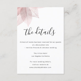D'accompagnement Carte d'information de mariage détails blanc