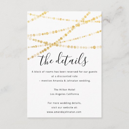 D'accompagnement Carte d'information de mariage Détails Or (Devant)