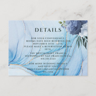 D'accompagnement Carte d'information de mariage élégante bleue et o