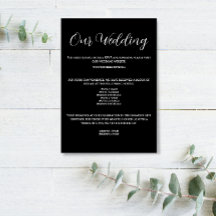 Carte d'information de mariage élégante noir et bl