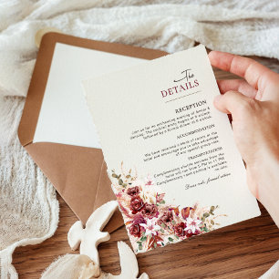 D'accompagnement Carte d'information de mariage élégante rose et bu