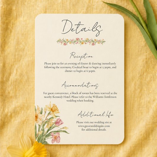 D'accompagnement Carte d'information de mariage Fleur de Narcisse d