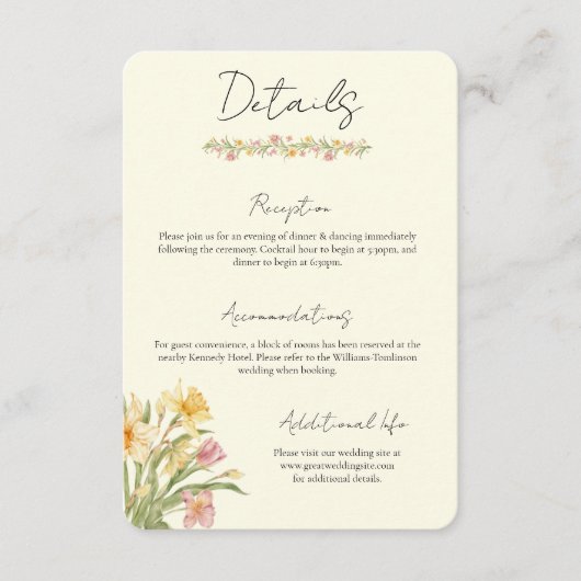 D'accompagnement Carte d'information de mariage Fleur de Narcisse d (Devant)