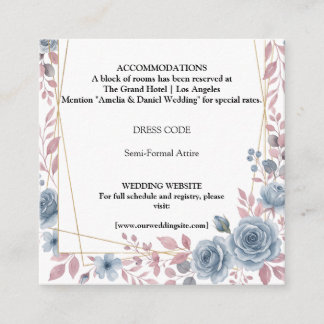 D'accompagnement Carte d'information de mariage florale bleu poussi