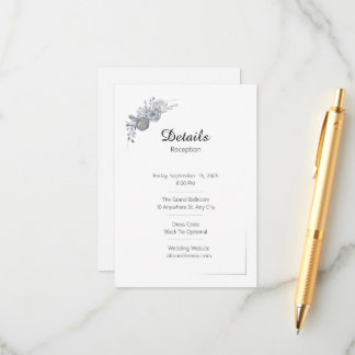 D'accompagnement Carte d'information de mariage florale grise éléga