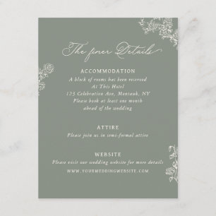 D'accompagnement Carte d'information de mariage florale sauge vinta