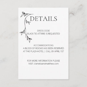 D'accompagnement Carte d'information de mariage minimaliste