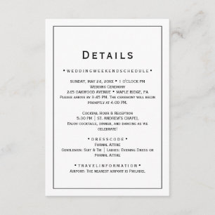 D'accompagnement Carte d'information de mariage minimaliste