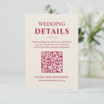 Carte d'information de mariage minimaliste bordeau