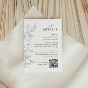 D'accompagnement Carte d'information de mariage minimaliste florale