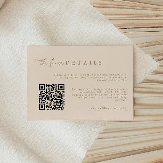 D'accompagnement Carte d'information de mariage moderne beige avec