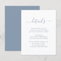 Carte d'information de mariage moderne bleu poussi