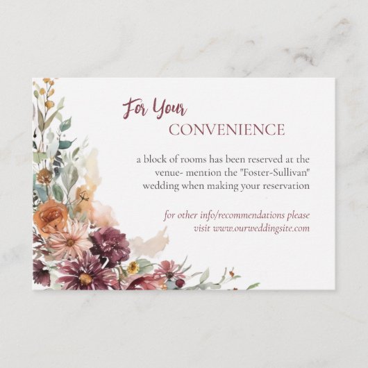D'accompagnement Carte d'information de mariage Plum Petals (Devant)