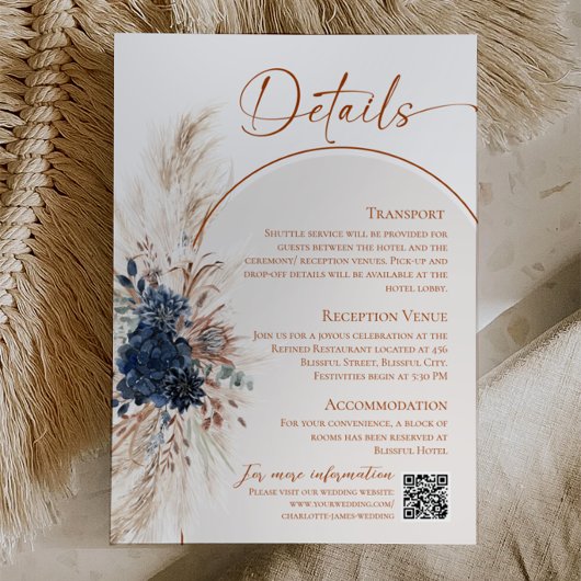 D'accompagnement Carte d'information de mariage rustique bohème ble
