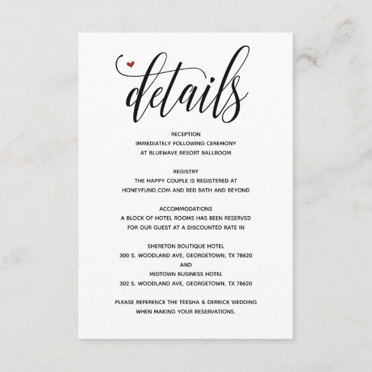 D'accompagnement Carte d'information de mariage rustique moderne v1 (Devant)