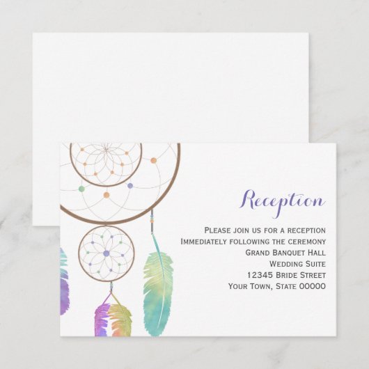 D'accompagnement Carte d'information de réception de mariage Boho D (Devant / Derrière)