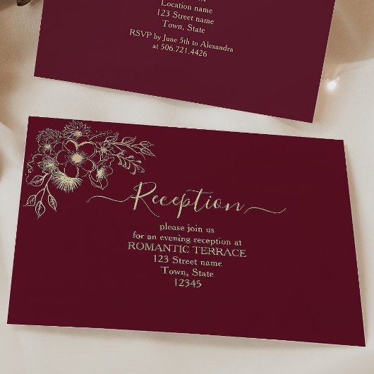 D'accompagnement Carte d'information de réception de mariage en or 