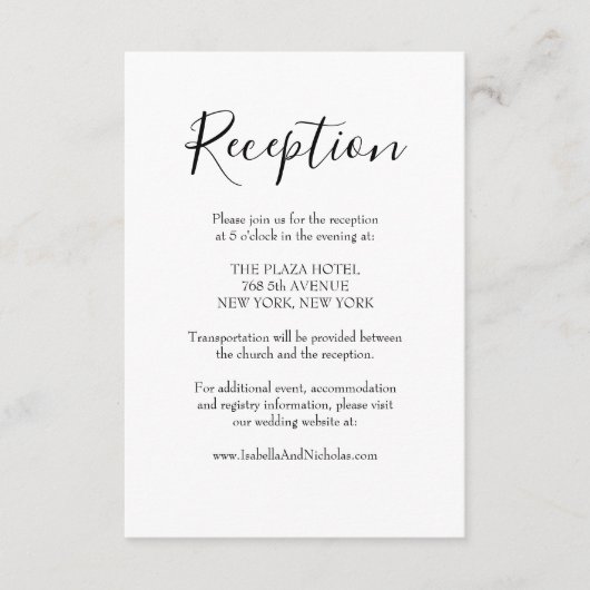 D'accompagnement Carte d'information de réception de mariage Isabel (Devant)